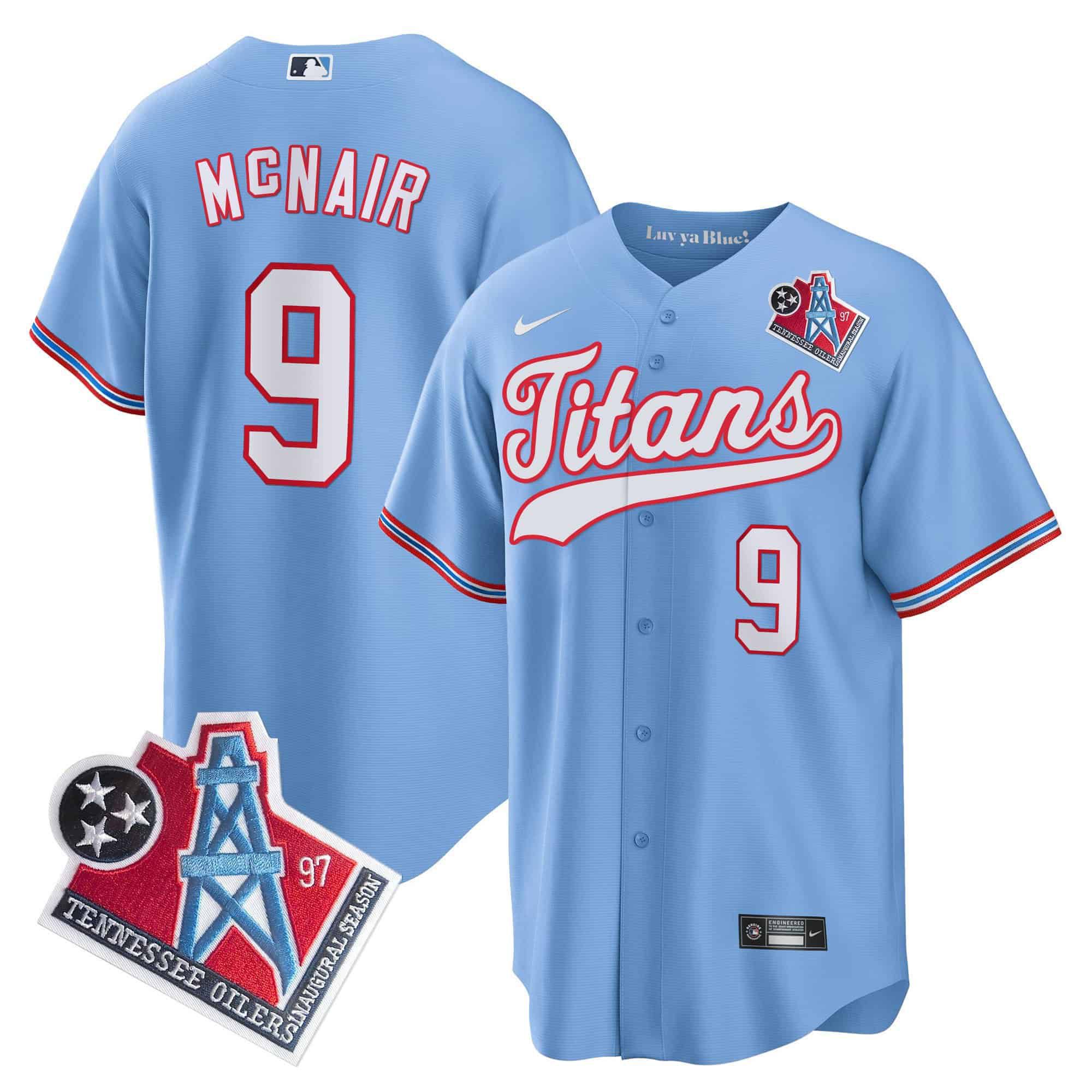 Men Tennessee Titans #9 Mcnair Light Blue Nike 1997 Throwback Limited Cool Base NFL Jersey